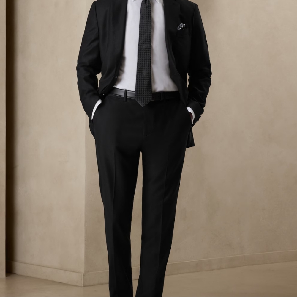 Signature Banana Republic Black Italian Hopsack Suit // Dress Pant